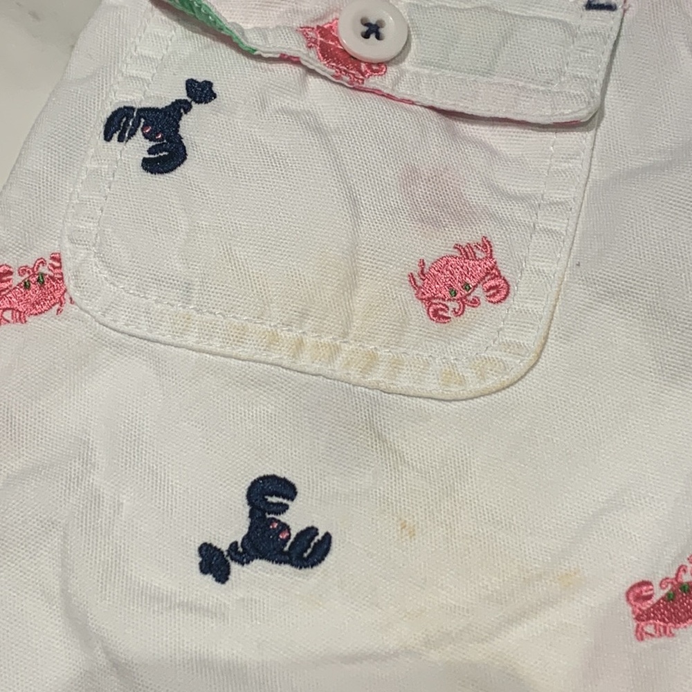 Lilly Pulitzer White Shorts Embroidered Navy Pink Crabs Lobsters Girls Size 10 - Picture 9 of 9